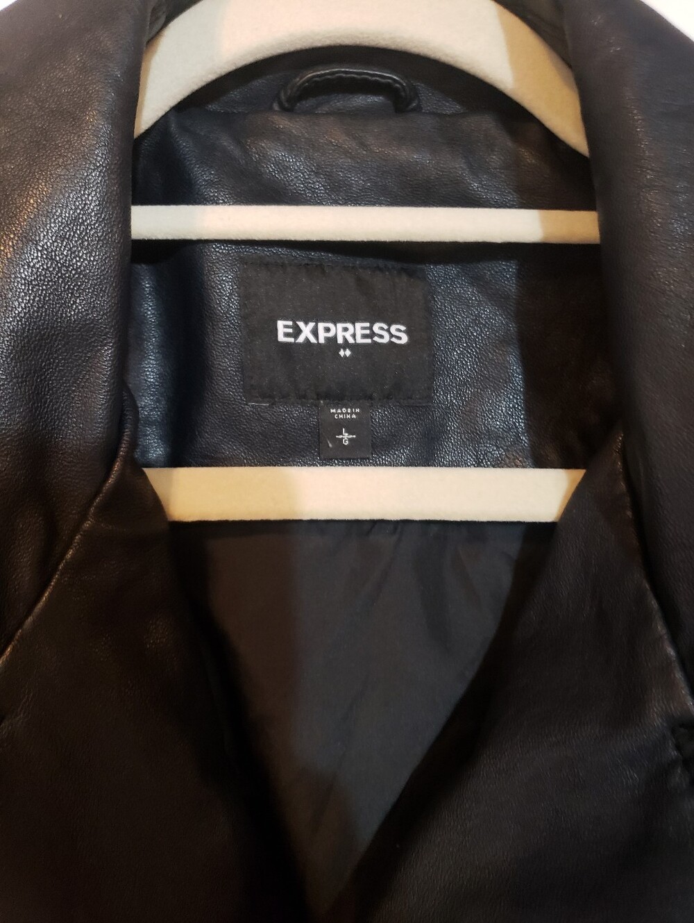 Express Men Large Leather Moto Jacket Asymmetrical Zipper - Picture 5 of 6